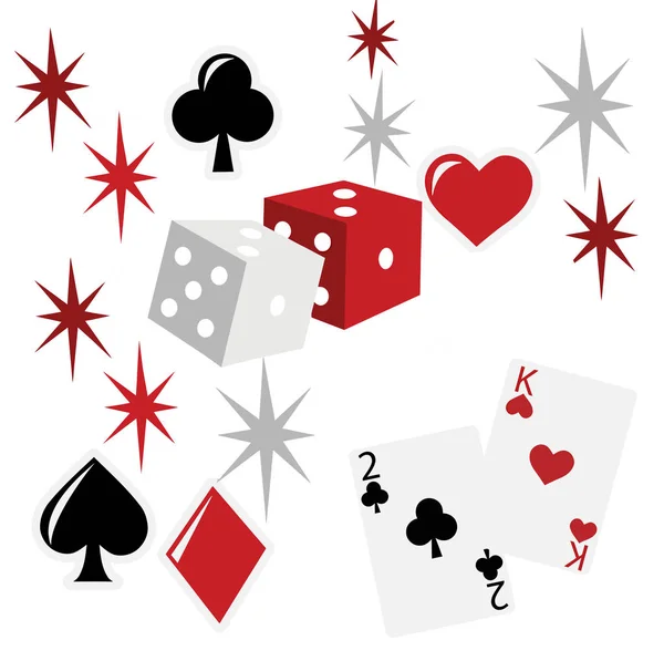 Πόκερ Τυχερά Παιχνίδια Χαρτιά Παιχνίδι Τύχη Παίζουν Κίνδυνο Ζάρια Εικονογράφηση — Φωτογραφία Αρχείου