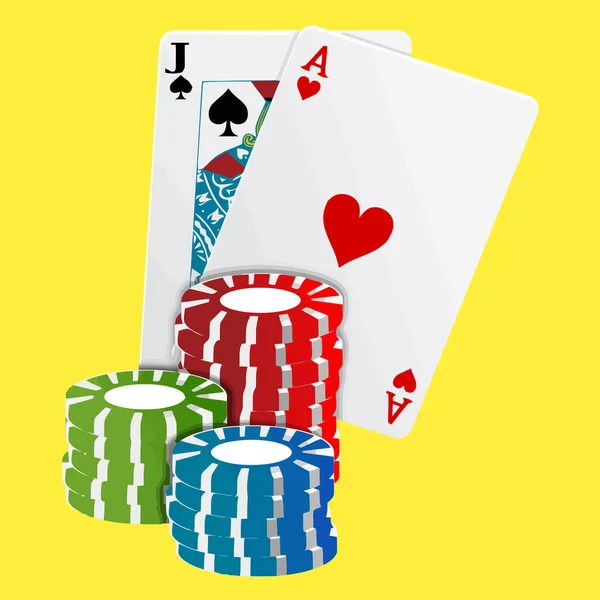 ポーカーゲームギャンブルカード運リスクイラストを再生 — ストック写真