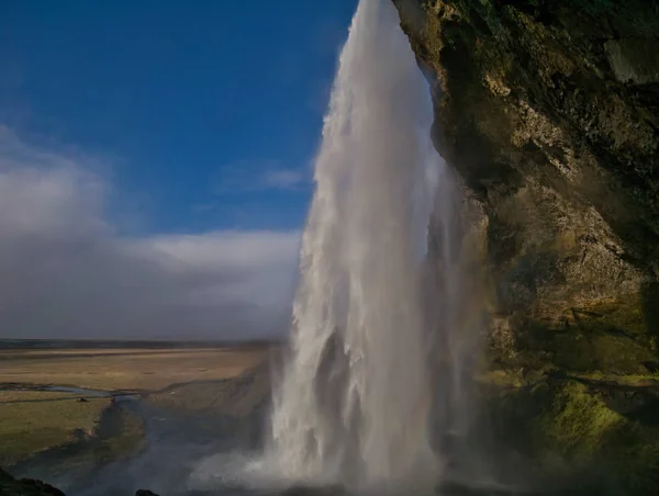 Cachoeira Seljalandsfoss Islândia Fotografada Lado — Fotografia de Stock