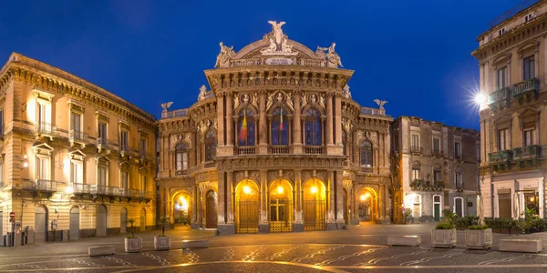 Piazza Vincenzo Bellini Opera Binası Görkemli Tiyatro Massimo Bellini Gece — Stok fotoğraf