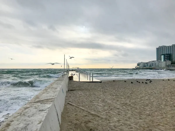 Odessa Ukraina December 2017 Vacker Utsikt Över Havet Kusten — Stockfoto