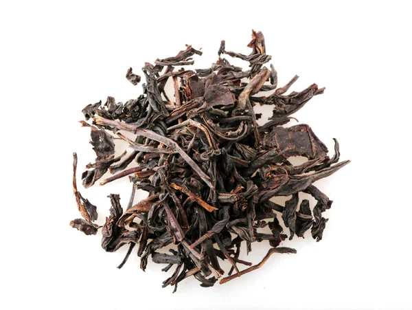 Черный Сухой Чай Листья Изолированы Белом Фоне — стоковое фото