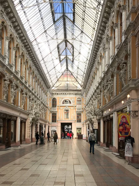 Odessa, Ukraine - November 17, 2017: The Passage is a hotel and a mall, an architectural masterpiece of the end of the 19th century located on the corner of Deribasovskaya and Preobrajenskaya Streets.
