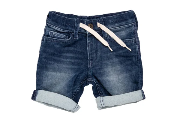 Jeans Shorts Geïsoleerd Trendy Stijlvolle Short Jeans Broek Met Wit — Stockfoto