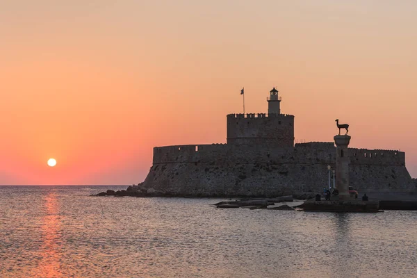 Fort Agios Nikolaos Haven Van Mandraki Rhodos Griekenland — Stockfoto