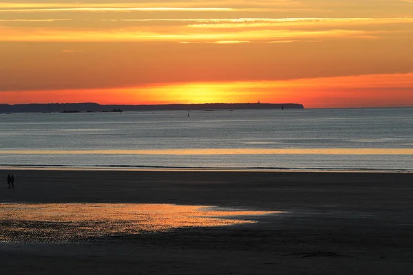 Вид Закат Пляжа Saint Malo Бретань Франция — стоковое фото