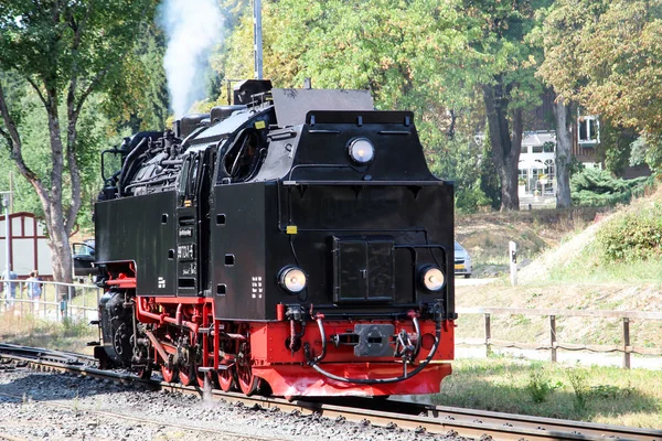 Een Oude Smalspoor Stoomlocomotief — Stockfoto