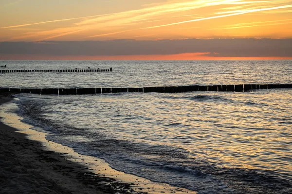 Волна Построенная Деревянных Бревен Берегу Балтийского Моря — стоковое фото