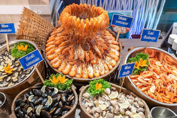 Különböző Seafood Jég Büfé — Stock Fotó