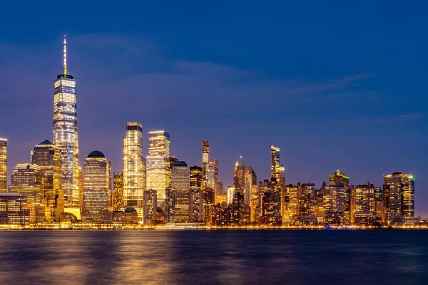 New York Manhattan Skyline Paesaggio Urbano Tramonto Dal New Jersey — Foto Stock