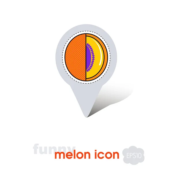 Icône Carte Melon Pin Signe Fruits Melon Pointeur Carte Marqueurs — Photo