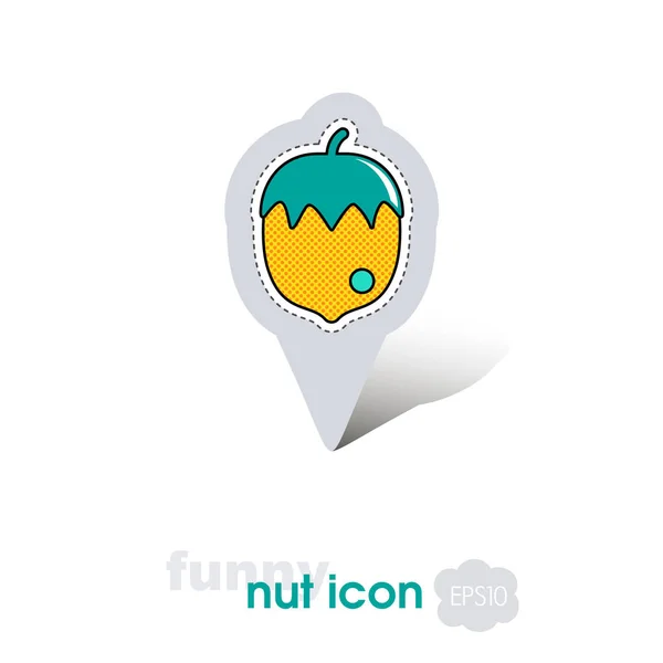 Orzech Laskowy Ikona Mapy Pin Nakrętki Owoc Nut Znak Wskaźnik — Zdjęcie stockowe