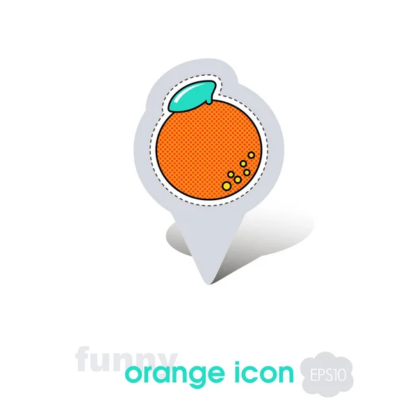 Naranja Con Hoja Pin Mapa Icono Signo Cítricos Naranja Puntero — Foto de Stock