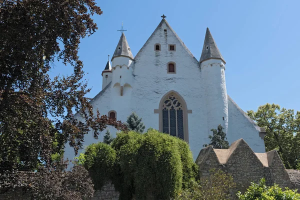 Kasteelkerk Met Middeleeuwse Stadsmuur Ober Ingelheim Stad Rheinhessen Rheinland Pfalz — Stockfoto