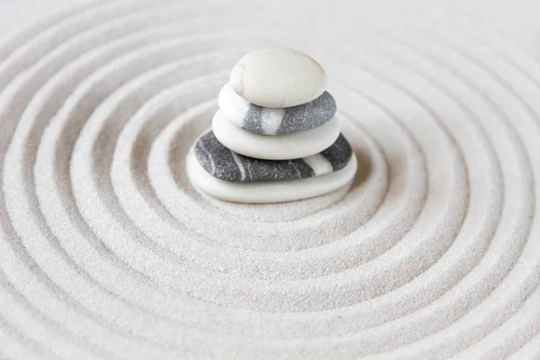 Schwarze Und Weiße Steine Sand Zen Japanischen Garten Hintergrundszene — Stockfoto