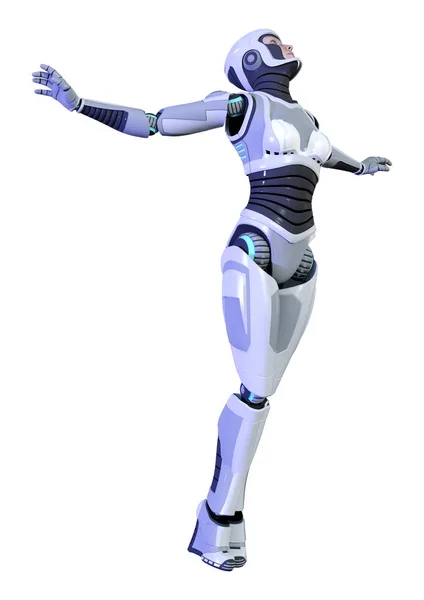 Rendering Female Robot Isolated White Background — Stock Photo, Image