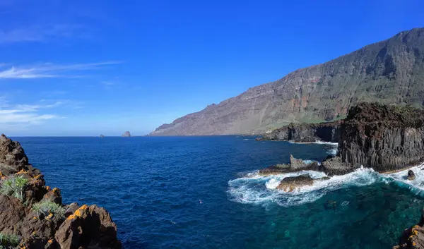 Hierro Skalnaté Pobřeží Údolí Golfo Výhledem Punta Salmor Kameny Roques — Stock fotografie