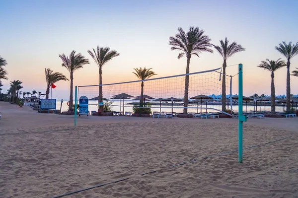Beachvolleybalveld Een Strand Aan Rode Zee Bij Zonsopgang Hurghada City — Stockfoto
