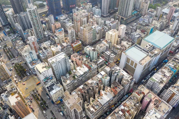 Sham Shui Hong Kong Marzo 2019 Drone Vuela Sobre Ciudad —  Fotos de Stock