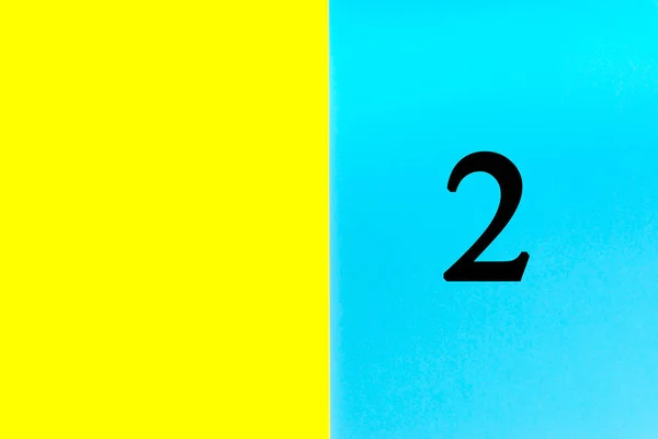 Dois Palavras Escritas Sobre Fundo Azul Amarelo Número Calendário Mês — Fotografia de Stock