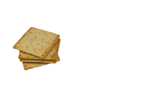 Cracker Biscuits White Background Selective Focus — Stock Photo, Image