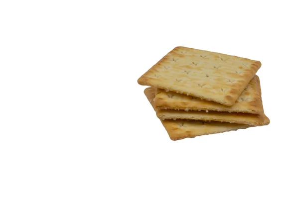 Cracker Kekse Auf Weißem Hintergrund Selektiver Fokus — Stockfoto