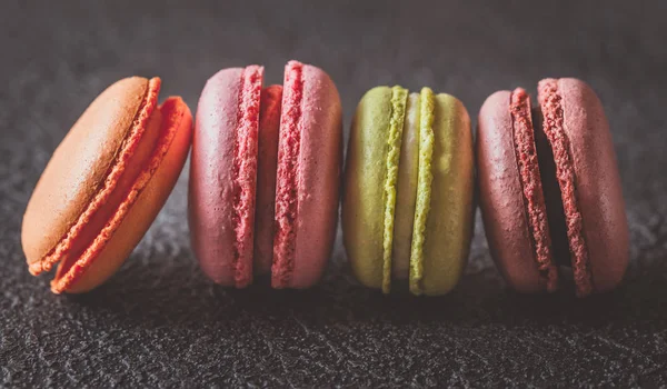 Colorful Macarons Dark Background — Stock Photo, Image