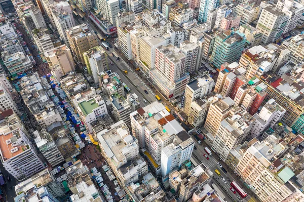 Sham Shui Hong Kong Marzo 2019 Drone Vuela Sobre Ciudad —  Fotos de Stock