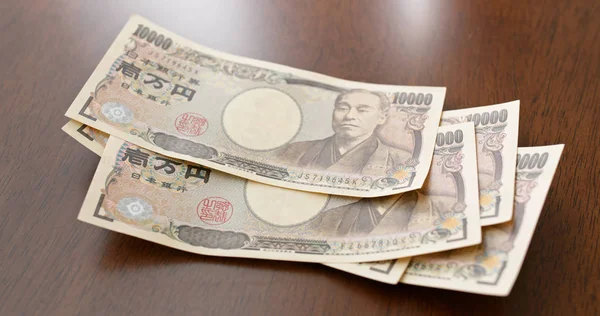 Billets Yen Japonais Comptés — Photo