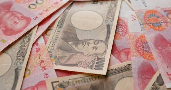 Billets Chinois Rmb Japonais Yen — Photo