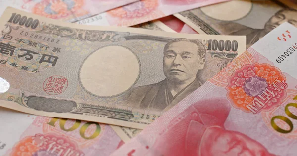 Billets Chinois Rmb Japonais Yen — Photo