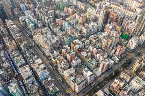 Sham Shui Hong Kong Marzo 2019 Drone Vuela Sobre Ciudad —  Fotos de Stock