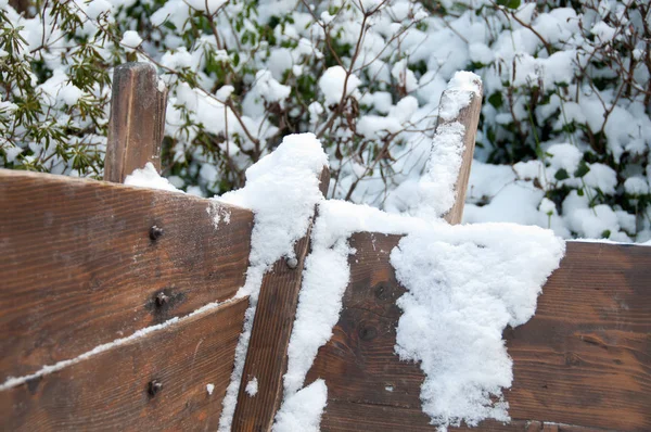 Забор Зимой Снегом — стоковое фото