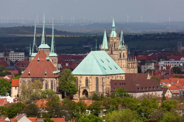 Katedrála Erfurtu Kostel Severi — Stock fotografie