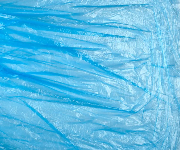 Textura Polietileno Azul Arrugado Marco Completo Bolsa Basura — Foto de Stock