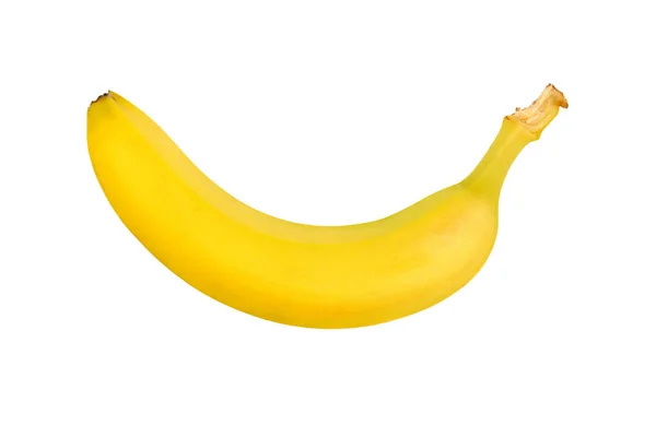 Close One Fresh Ripe Yellow Banana Isolated White Background Elevated — Stock Photo, Image