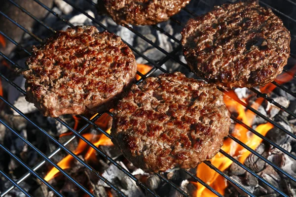 Fermer Burgers Barbecue Viande Bœuf Porc Pour Hamburger Préparé Grillé — Photo