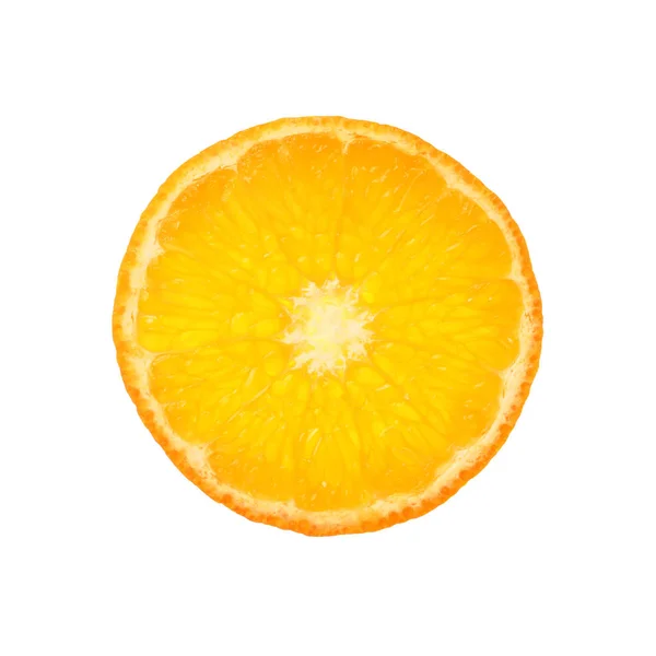 Zamknąć Jeden Okrągły Cienki Plaster Świeżej Pomarańczy Mandarynkowej Podświetlony Odizolowany — Zdjęcie stockowe