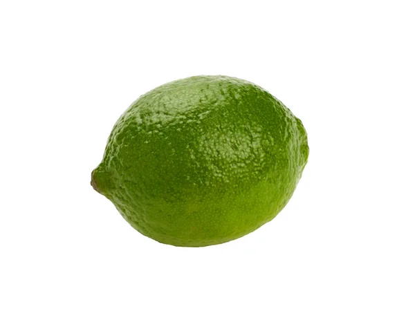 Feche Uma Fruta Fresca Limão Verde Inteira Isolada Fundo Branco — Fotografia de Stock
