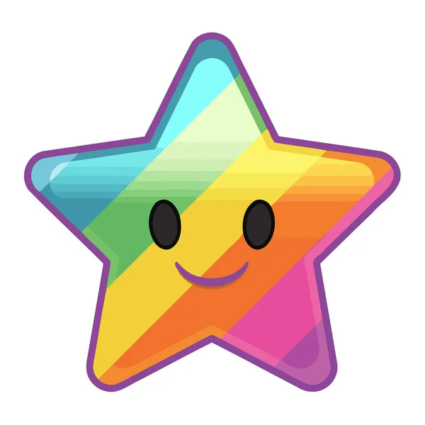 Arco Iris Colores Estrella Forma Cara Feliz Ilustración — Foto de Stock