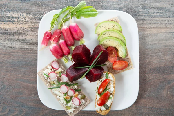 Plate Vegetarian Salad Natural Organic Vegetables — Stock Photo, Image