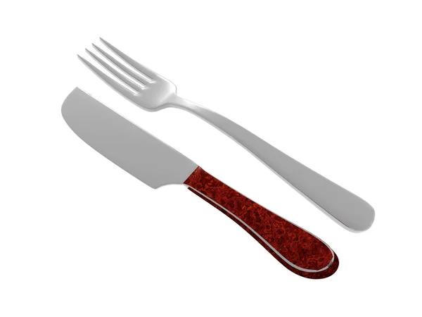 Cutlery Knife Fork Rendering — 스톡 사진