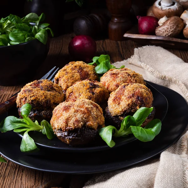 Stuffed Minced Meat Baked Champignons — Stock Photo, Image