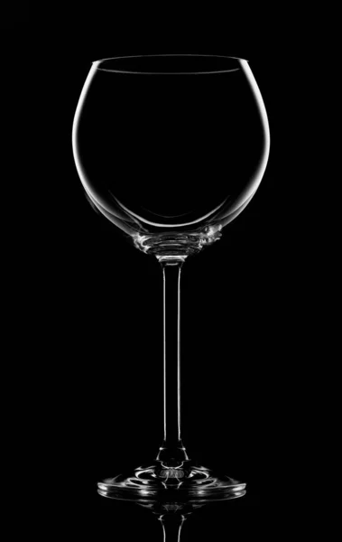 Bicchiere Vino Trasparente Vuoto Sfondo Nero — Foto Stock