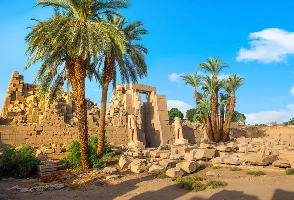 Ruines Dans Temple Karnak Soleil Louxor Egypte — Photo