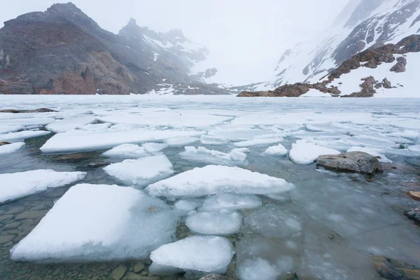 Laguna Los Tres Άποψη Παγωμένη Λιμνοθάλασσα Fitz Roy Mountain Παταγονία — Φωτογραφία Αρχείου