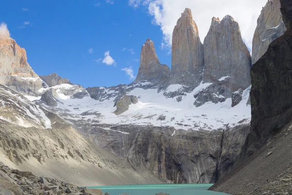 Las Torres Bázis Nézőpontja Torres Del Paine Chile Chilei Patagóniai — Stock Fotó