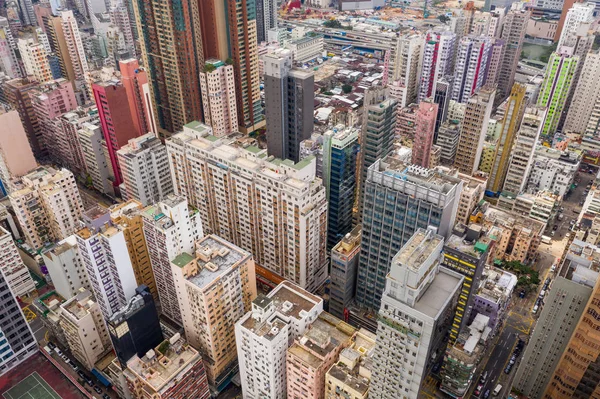 Mong Kok Hong Kong Marzo 2019 Vista Aérea Ciudad Hong —  Fotos de Stock