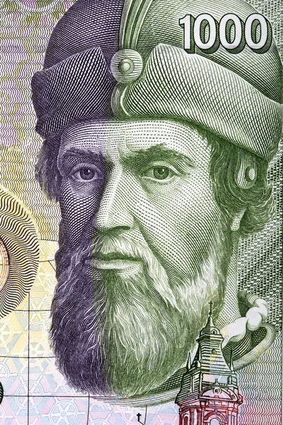 Francisco Pizarro Portret Van Spaans Geld — Stockfoto