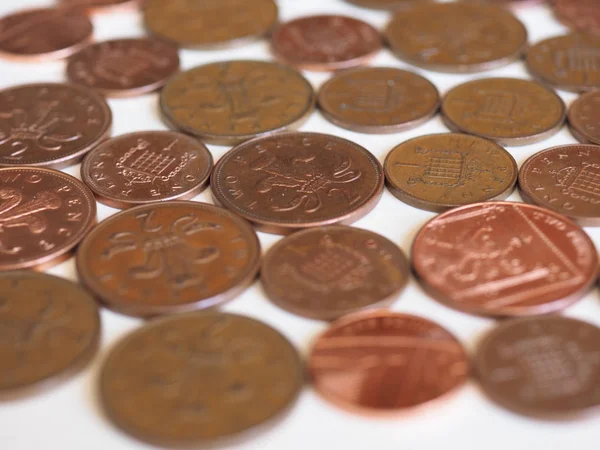 Monete Penny Due Penny Sterline Gbp Valuta Del Regno Unito — Foto Stock